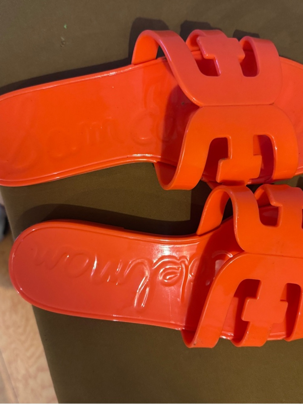 Sam Edelman Glossy Orange Slip-On Jelly Sandals
